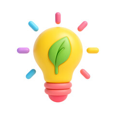 Aufkleber - Colorful of a light bulb with a green leaf inside, symbolizing renewable and sustainable energy sources and environmental protection