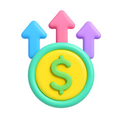 Leinwandbilder - Colorful abstract image with upward pointing arrows surrounding a central dollar sign, symbolizing economic growth, financial progress, and increased profitability.