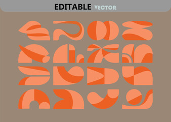 Poster - Abstract Geometric Shapes in Orange Tones on a Neutral Background Modern Graphic Design Elements for Creative Projects and Artistic Compositions Editable Vector Format