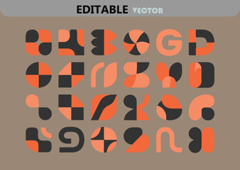 Poster - Retro Geometric Shapes Vector Illustration with Orange and Black Colors Abstract Design Elements for Branding Patterns and Backgrounds Editable Vector
