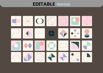 Poster - Collection of Abstract Geometric Shapes in Pastel Colors Vector Illustration for Modern Design and Creative Projects Editable and Scalable