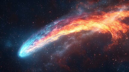 Poster - A celestial display of cosmic fireworks in space. Vivid hues blend seamlessly, creating a captivating nebula. This scene combines warm and cool tones into an epic, grand celestial ballet.