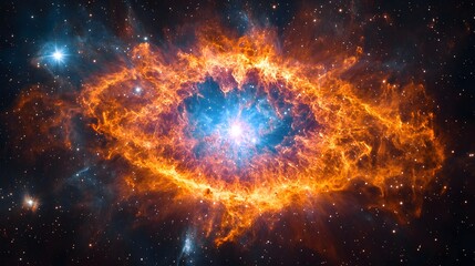 Poster - Striking space scene featuring a celestial nebula, vibrant hues, and intense illumination. A mesmerizing cosmic display evoking wonder and representing the universe's splendor.