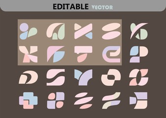 Poster - Collection of Abstract Geometric Shapes in Pastel Colors Editable Vector Format Perfect for Logo Design Branding and Creative Visual Communication Projects