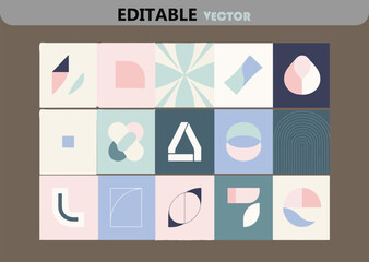 Poster - Abstract Geometric Shapes Collection in Pastel Colors for Modern Backgrounds and Creative Designs Editable Vector Illustration