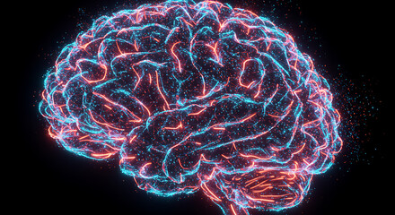 Poster - Abstract Neon Brain Neural Network AI and Cognitive Science Concept