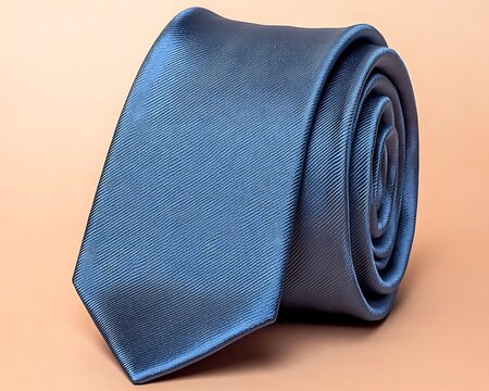 Simple blue necktie design in periwinkle tones, placed on a light peach background