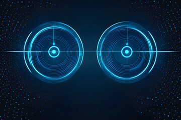 Poster - Futuristic blue abstract digital technology background with circular geometric shapes and designs