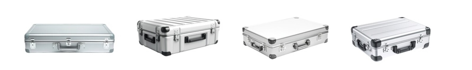 Poster - set of different styles of protective aluminum cases. isolated on transparent background