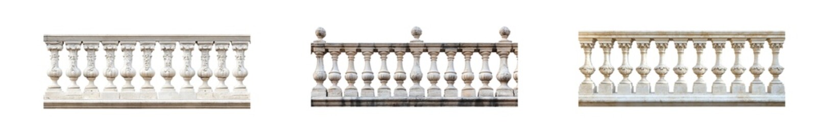 Poster - set of Ornate balustrade design with decorative pillars. isolated on transparent background