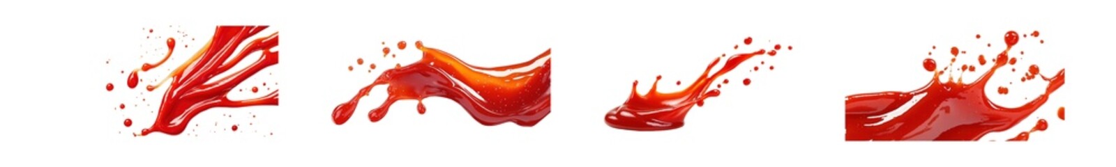 Fototapete - set of Red liquid splashes isolated on transparent background