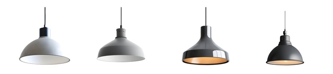 Fototapete - set of pendant lights of varying shades isolated on transparent background