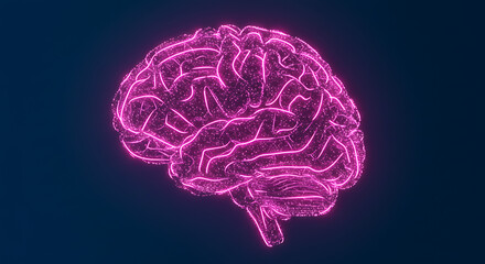 Poster - Abstract Pink Neon Brain Neurological Science Human Mind Intelligence Concept