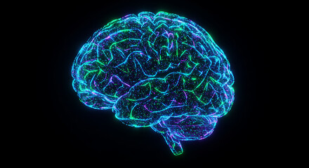Poster - Abstract Glowing Human Brain Neural Network AI Technology Concept