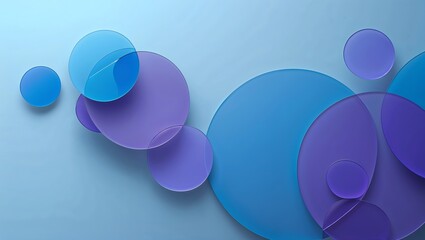 Poster - Overlapping blue and purple translucent circles modern minimalist geometric background