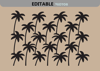 Poster - Seamless Palm Tree Pattern in Black and Tan for Summer and Tropical Themes