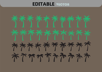 Poster - Palm Tree Silhouettes in Green and Black on a Brown Background