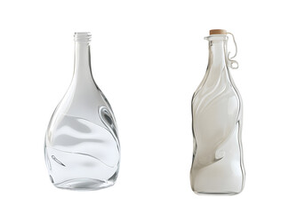 Poster - Two stylized glass bottles with flowing designs. isolated on transparent background