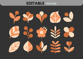 Poster - Collection of Abstract Floral and Botanical Elements in Retro Style Vector