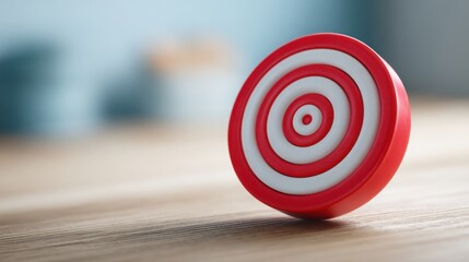 Poster - Striking red set on a wooden table representing focused goals for ai-enhanced goal prioritizer concept