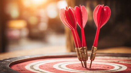 Poster - Two darts on a representing precision and focus in ai goal diagnostic icon concept for intelligent detection