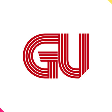 Parallel Line Monogram Initial Logo Logo Letter G and U