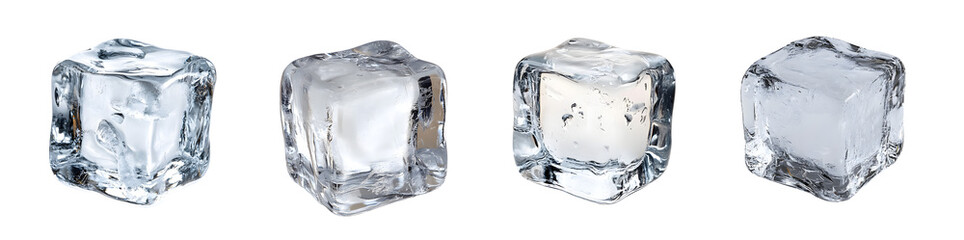 Aufkleber - set of clear ice cubes on a white background.