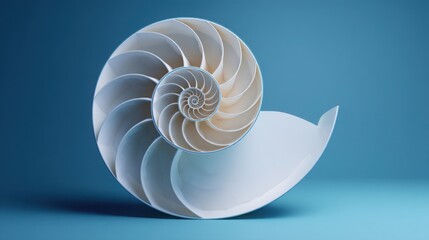 Poster - Natural nautilus reflecting the fibonacci spiral in its intricate layers and patterns from nature's design