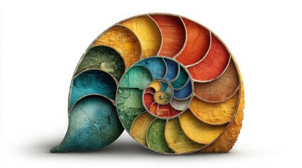 Poster - Whimsical snail crafted from colored paper illustrating a playful take on the fibonacci spiral structure concept