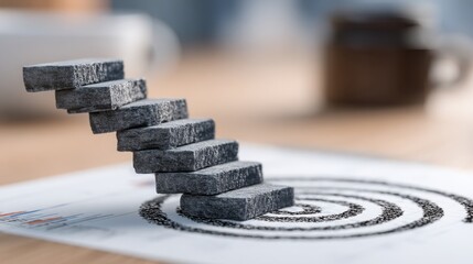 Poster - Modern stack of blocks featuring a spiral design depicting the fibonacci trend projection icon concept for minimal design
