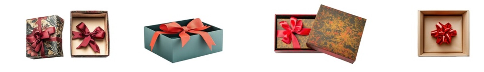 Poster - set of Gift boxes with ribbons in different colors. isolated on transparent background