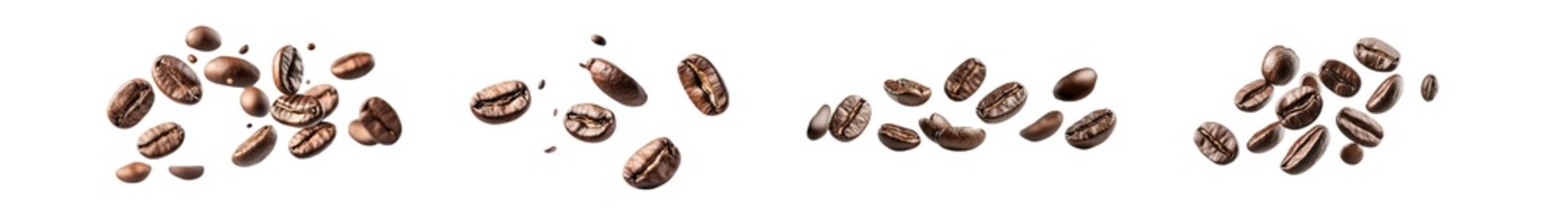 Poster - set of Coffee beans in various stages of flight isolated on transparent background