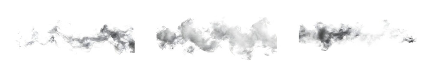 Fototapete - set of Abstract grayscale design with diffused cloud shapes. isolated on transparent background