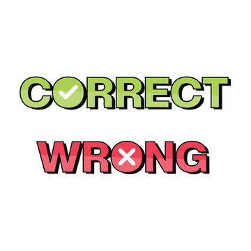 Correct and Wrong Sticker Vector Illustration