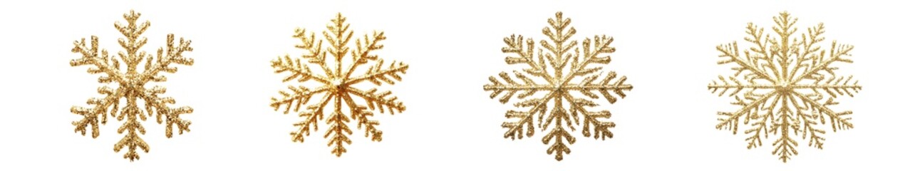 Aufkleber - set of detailed golden snowflakes against a plain background.
