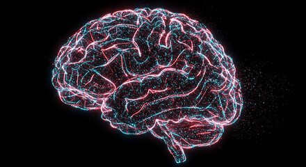 Poster - Abstract Glowing Human Brain Neural Network AI Artificial Intelligence Technology Concept
