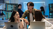 © saksit - Young Asian business people working late into the night in the office, meeting, brainstorming, presentation working about coding