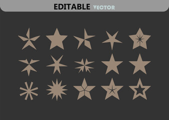 Poster - Collection of Various Star Shapes in Brown Color on Dark Gray Background Editable Vector File for Graphic Design and Creative Projects