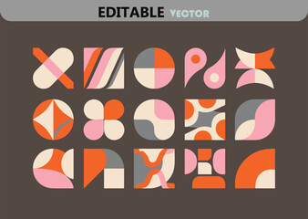 Poster - Abstract Geometric Shapes Vector Illustration Retro Style Design Elements with Circles Squares and Curves for Modern Art and Decoration