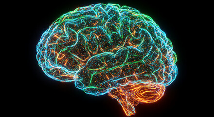 Poster - Abstract Glowing Human Brain Neural Network Artificial Intelligence Concept