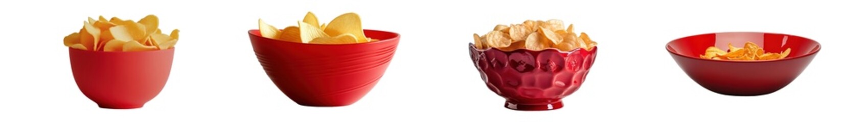 Poster - set of Assorted snack food in different bowls. isolated on transparent background