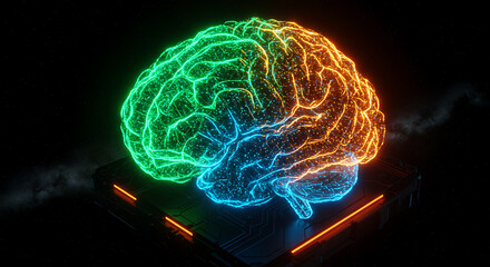 Poster - Futuristic Digital Brain AI Neural Network Technology Concept