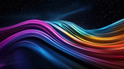 Poster - Mesmerizing abstract digital artwork featuring dynamic luminous waves of vibrant color and energy evoking a sense of technology science and creative expression