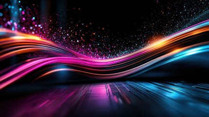 Poster - A dynamic and mesmerizing abstract composition of colorful pulsing waves of light and energy creating a futuristic ethereal atmosphere