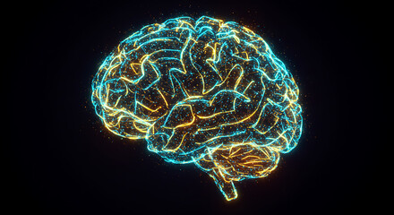Poster - Abstract Glowing Human Brain Neural Network Artificial Intelligence Concept