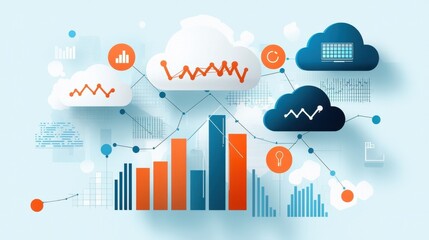 Poster - a visually striking abstract composition featuring data visualization elements like graphs charts an