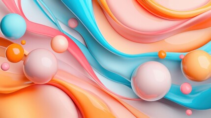 Poster - A captivating digital featuring a dynamic and vibrant arrangement of colorful fluid like shapes and forms in a mesmerizing abstract composition