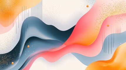 Poster - Mesmerizing abstract composition with a fluid dynamic gradient in a harmonious blend of vibrant pink orange and blue hues