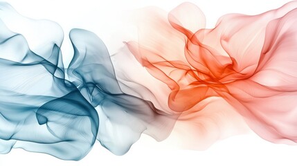 Poster - Captivating abstract composition featuring flowing fluid waves in a harmonious blend of soft pink vibrant orange and calming blue hues creating a dreamlike ethereal visual experience