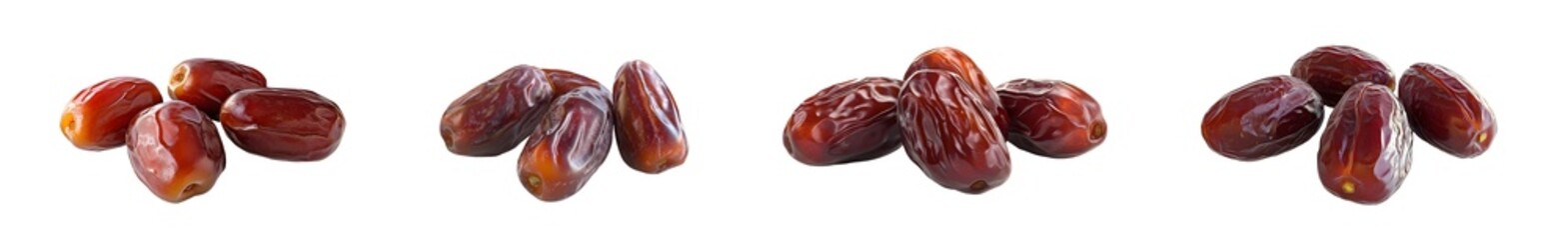 Poster - set of Close-up view of several dried dates against a white background.